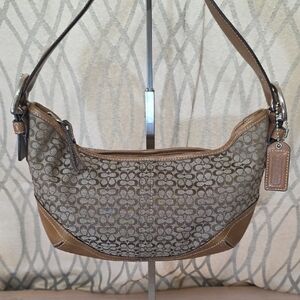 Coach 2003 Vintage Tan and Brown Signature Shoulder Bag